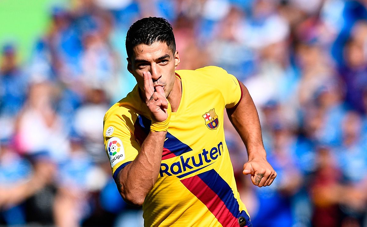 Luis Suárez, celebrating the goal against Getafe