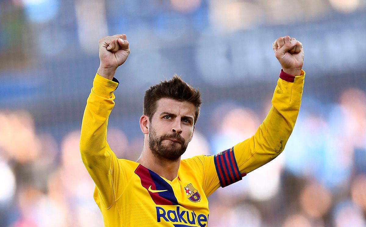 Gerard Piqué, celebrating the triumph against Getafe