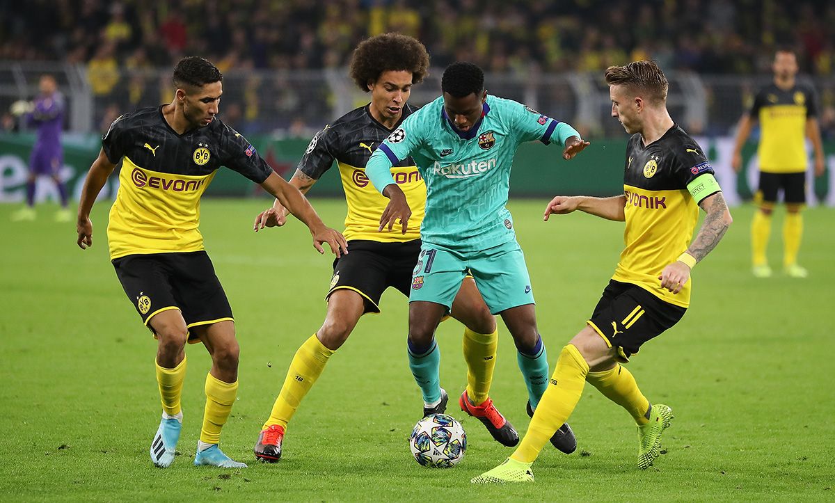 Ansu Fati, durante un partido contra el Borussia Dortmund en el Signal Iduna Park