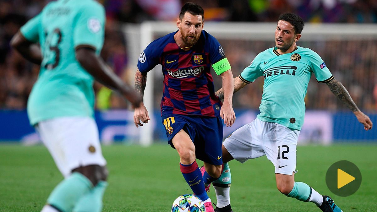 Leo Messi durante el partido contra el Inter