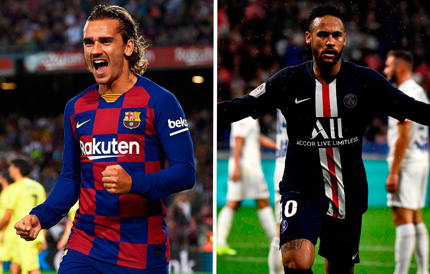 Griezmann And Neymar, players of the Barça and of the PSG