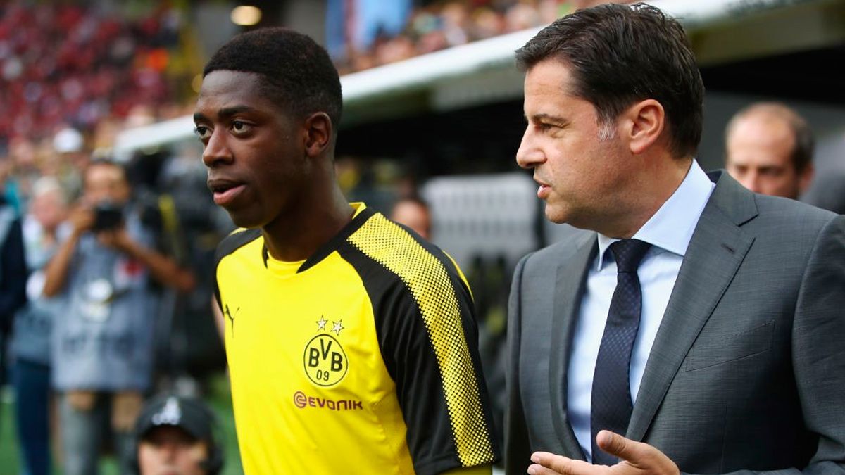 Ousmane Dembélé en un partido del Borussia Dortmund