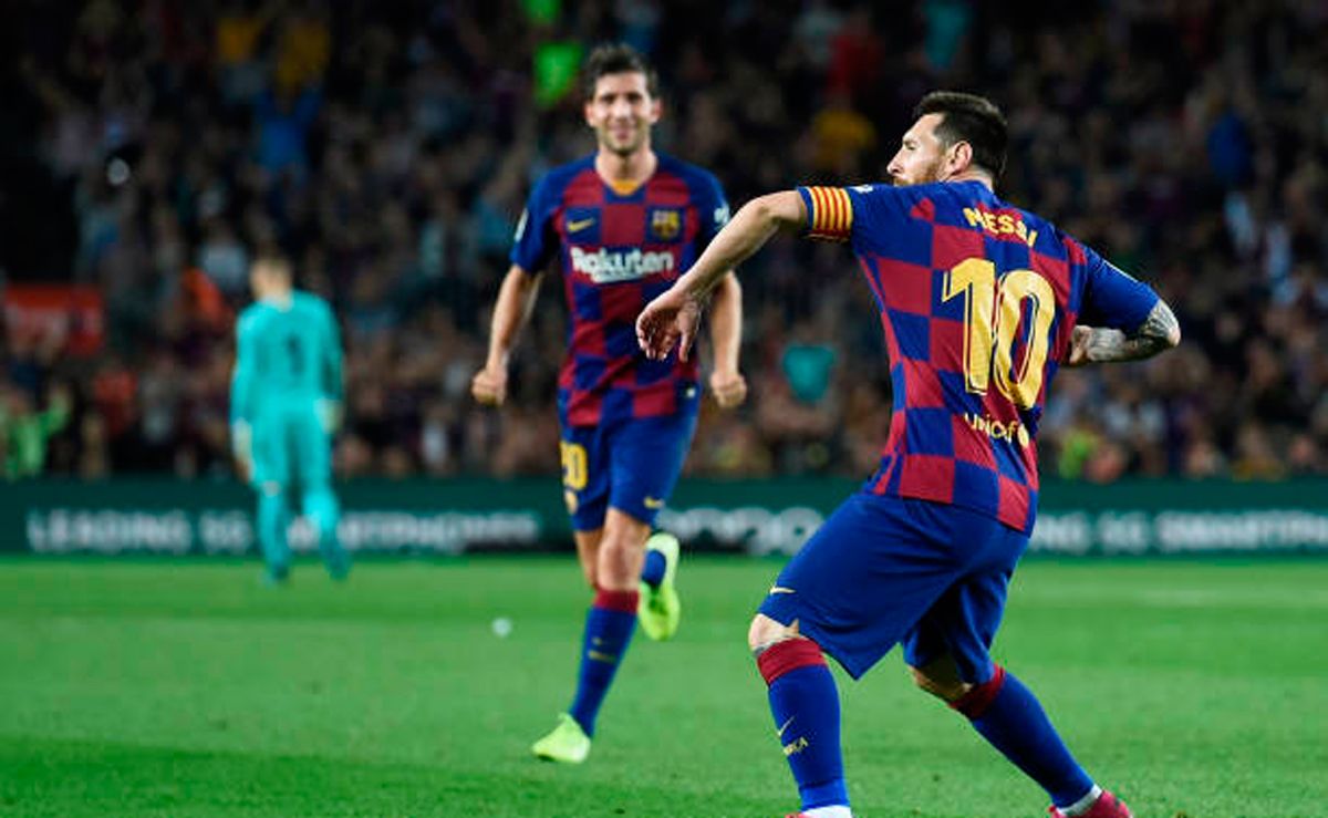 Leo Messi, celebrando el gol contra el Sevilla