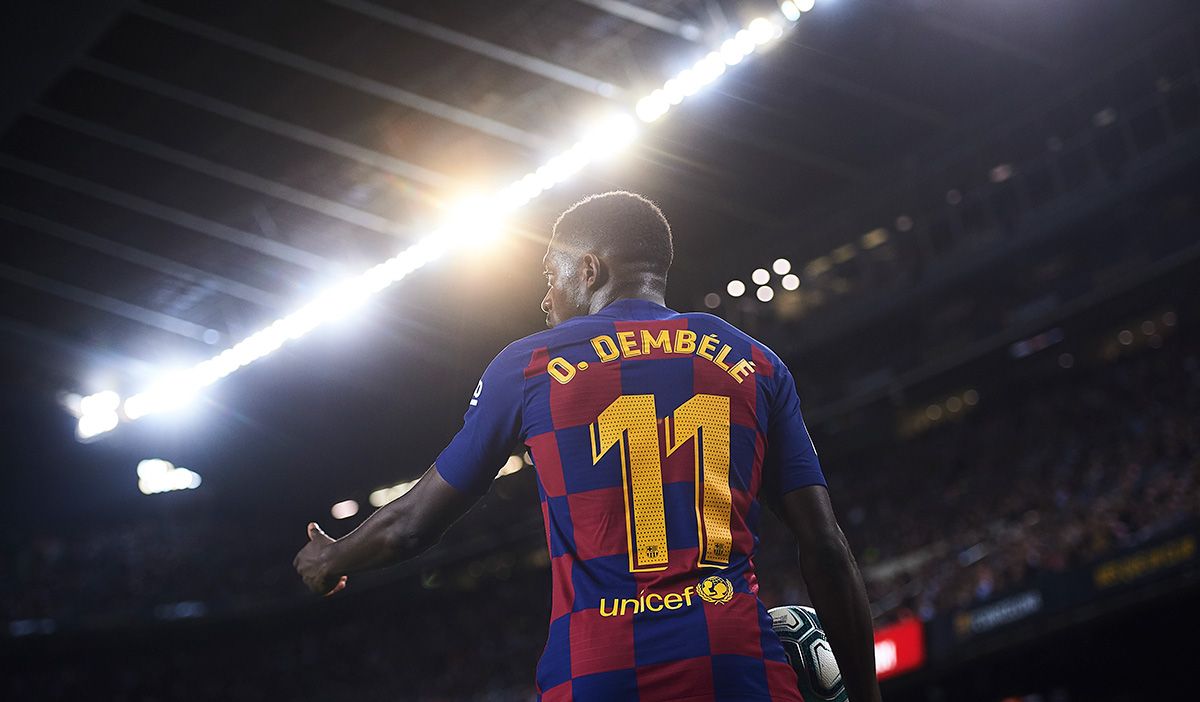 Ousmane Dembélé, durante un partido jugado en el Camp Nou