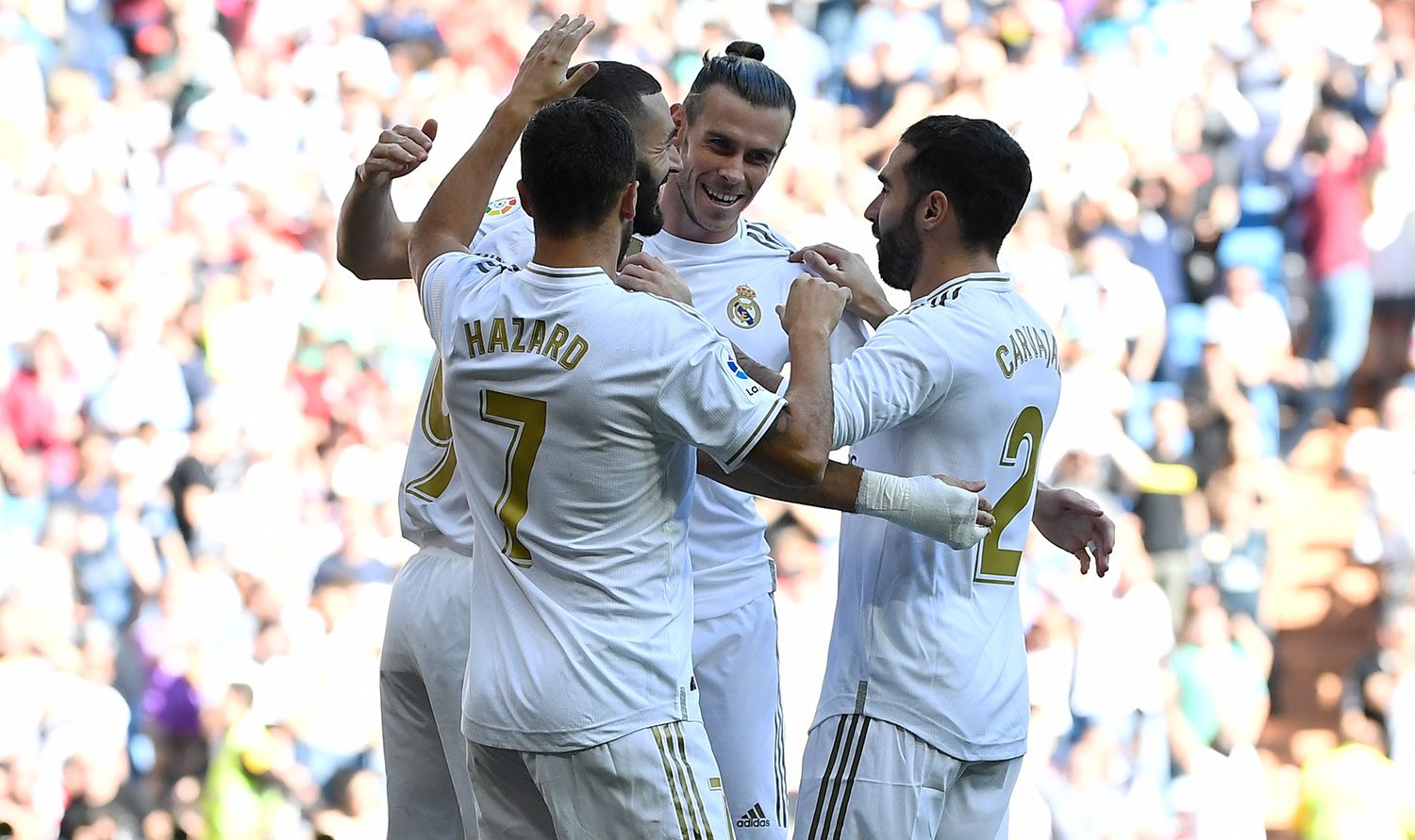 The players of the Real Madrid celebrate a goal