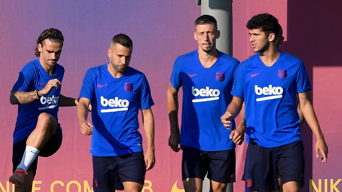 Carles Aleñá en un entrenamiento del FC Barcelona