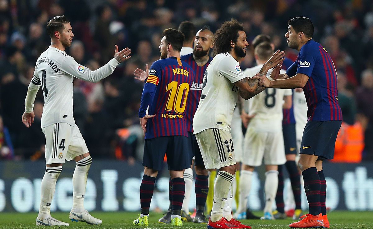 FC Barcelona and Real Madrid, after a Clásico in the Camp Nou