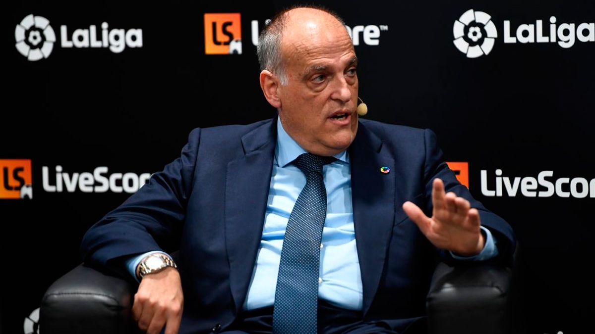 Javier Tebas en una conferencia sobre LaLiga