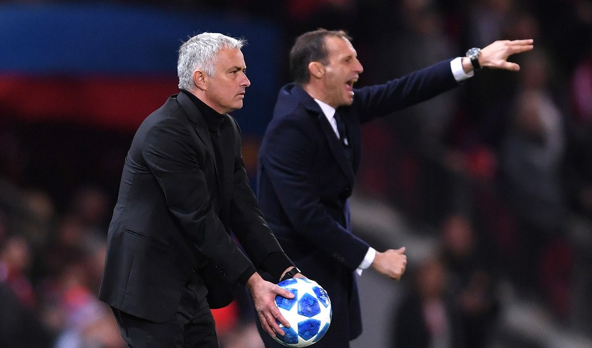 José Mourinho and Massimiliano Allegri, during a match of Champions League
