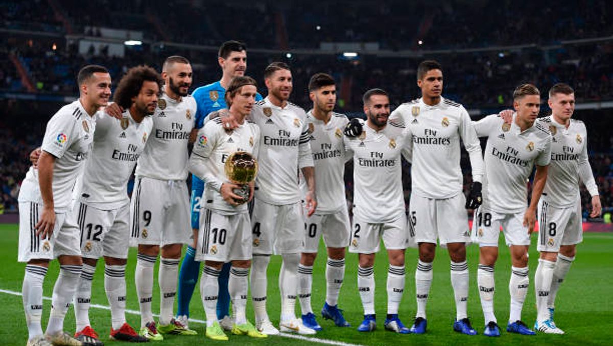 Real Madrid players with the Balloon d'Or