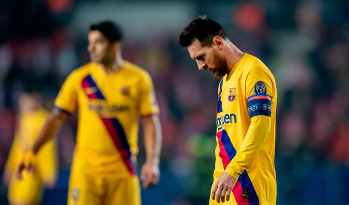 Messi, during the Slavia-Barcelona