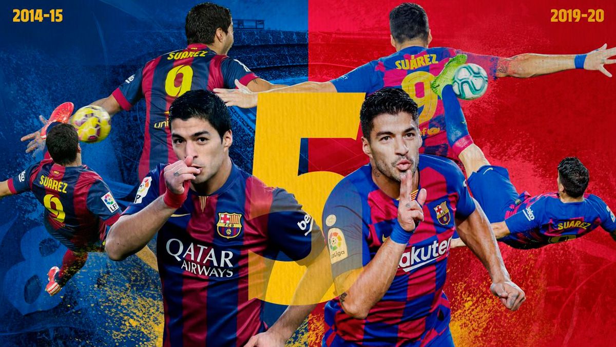 The poster of Barça celebrating five years of Luis Suárez in the club | FCB