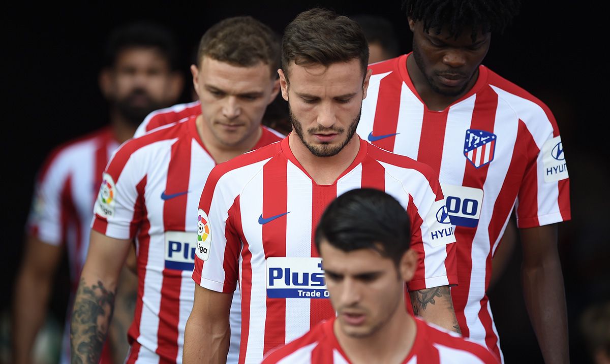 Saúl Ñíguez, antes de un partido con el Atlético de Madrid