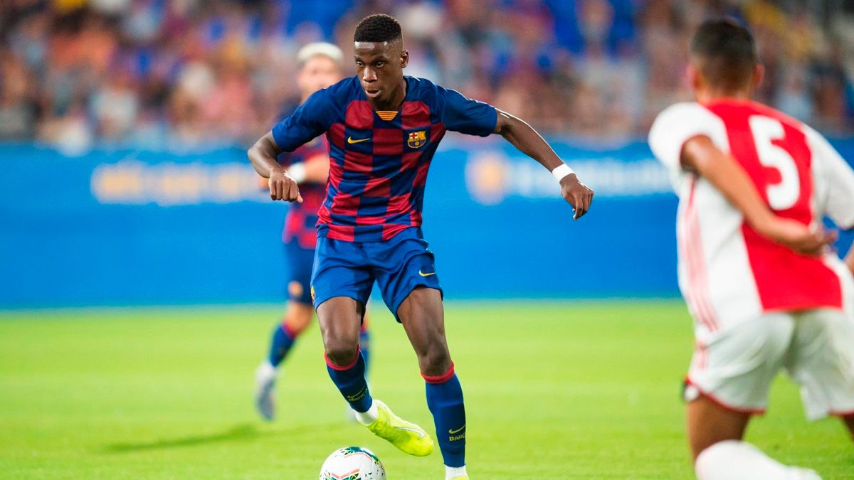 Ilaix Moriba in a match with Barça | FCB