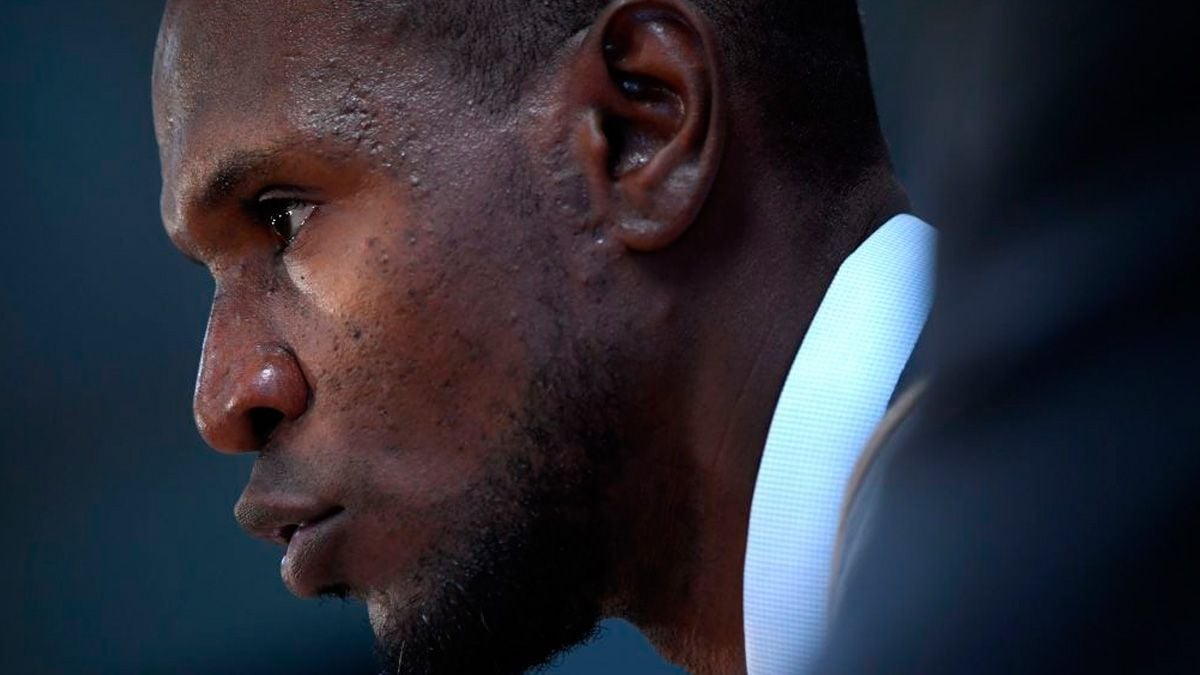 Éric Abidal in a press conference of FC Barcelona