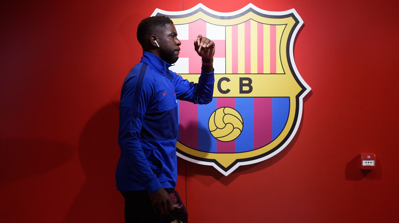 Umtiti In the tunnel of changing rooms of the Camp Nou