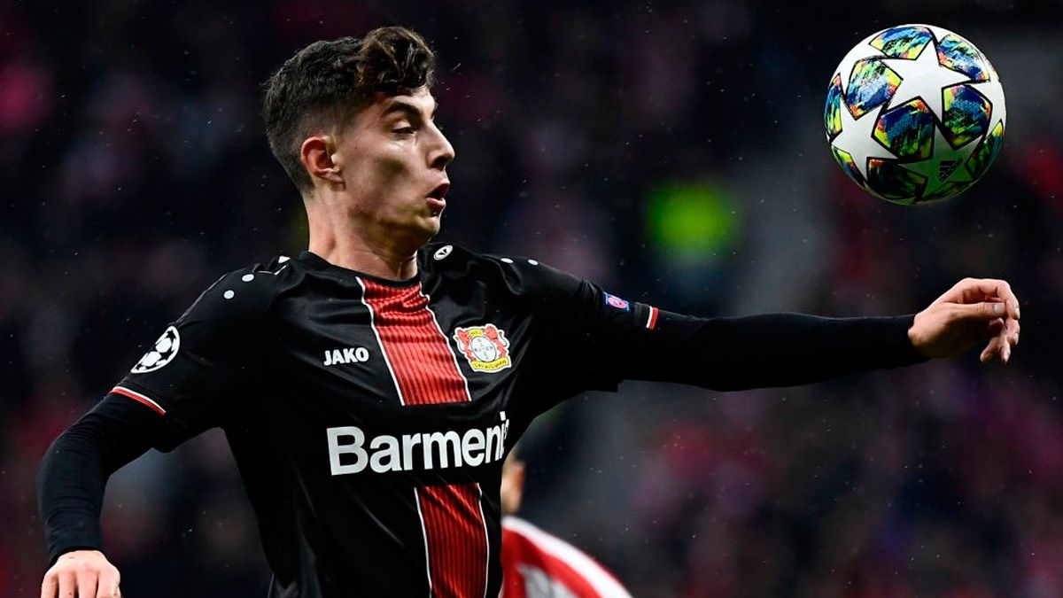 Kai Havertz, target of Barça, in a match of Bayer Leverkusen