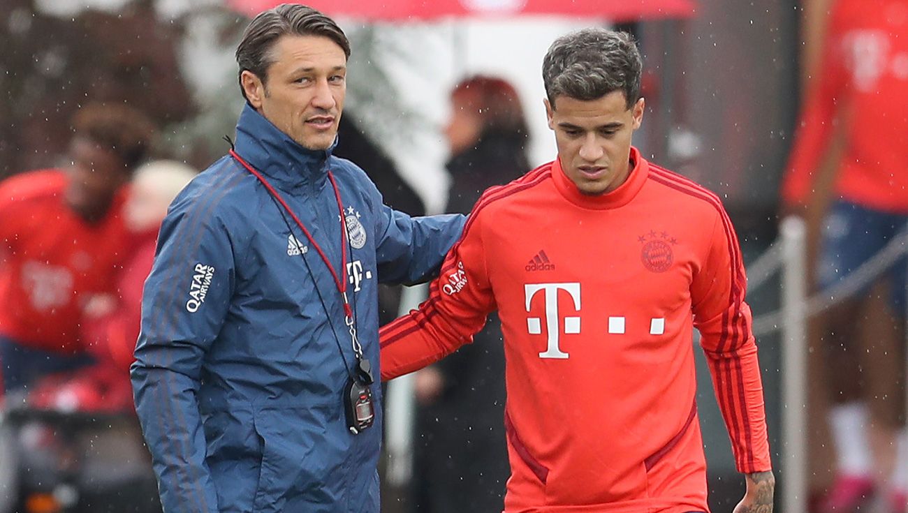 Kovac y Coutinho en un entrenamiento del Bayern