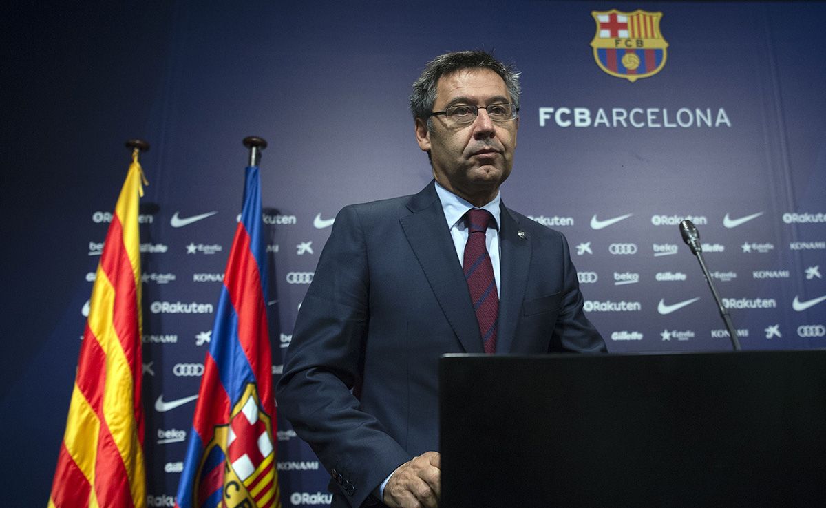 Josep Maria Bartomeu, during an Assembly of Partners of the FC Barcelona