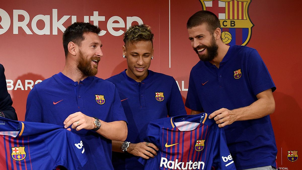 Gerard Piqué y Neymar en un acto publicitario del Barça