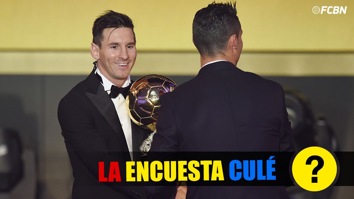 Leo Messi, recibiendo la felicitación de Cristiano Ronaldo por el Balón de Oro 2019