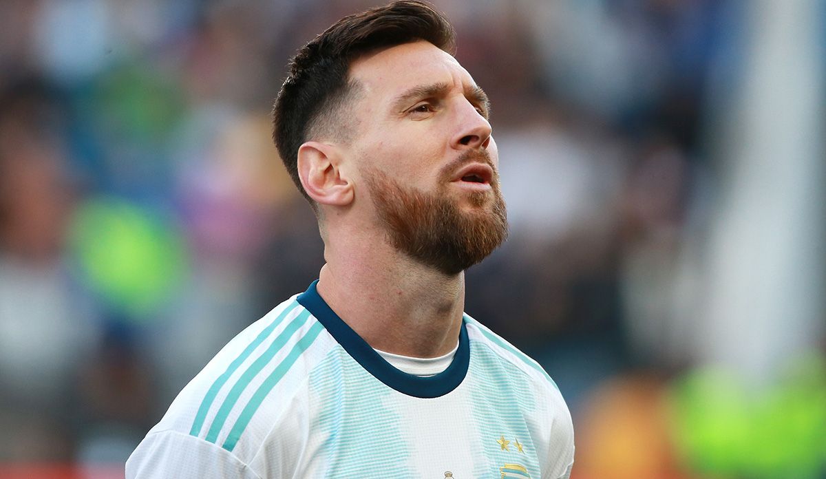 Leo Messi, antes de un partido con la selección de Argentina