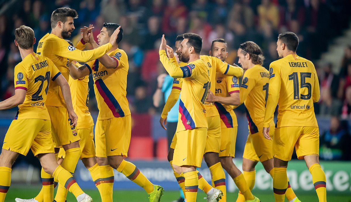 Leo Messi, celebrating the goal against Levante