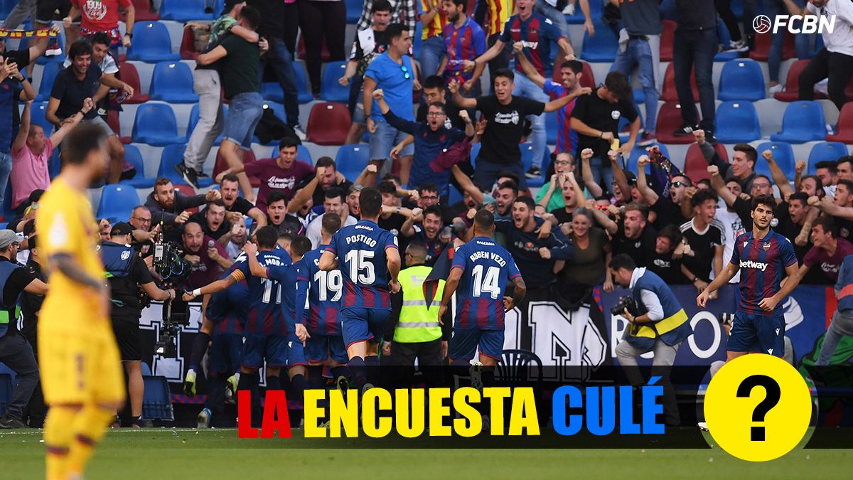 The Levante, celebrating one of the goals against the FC Barcelona in the Ciutat of València