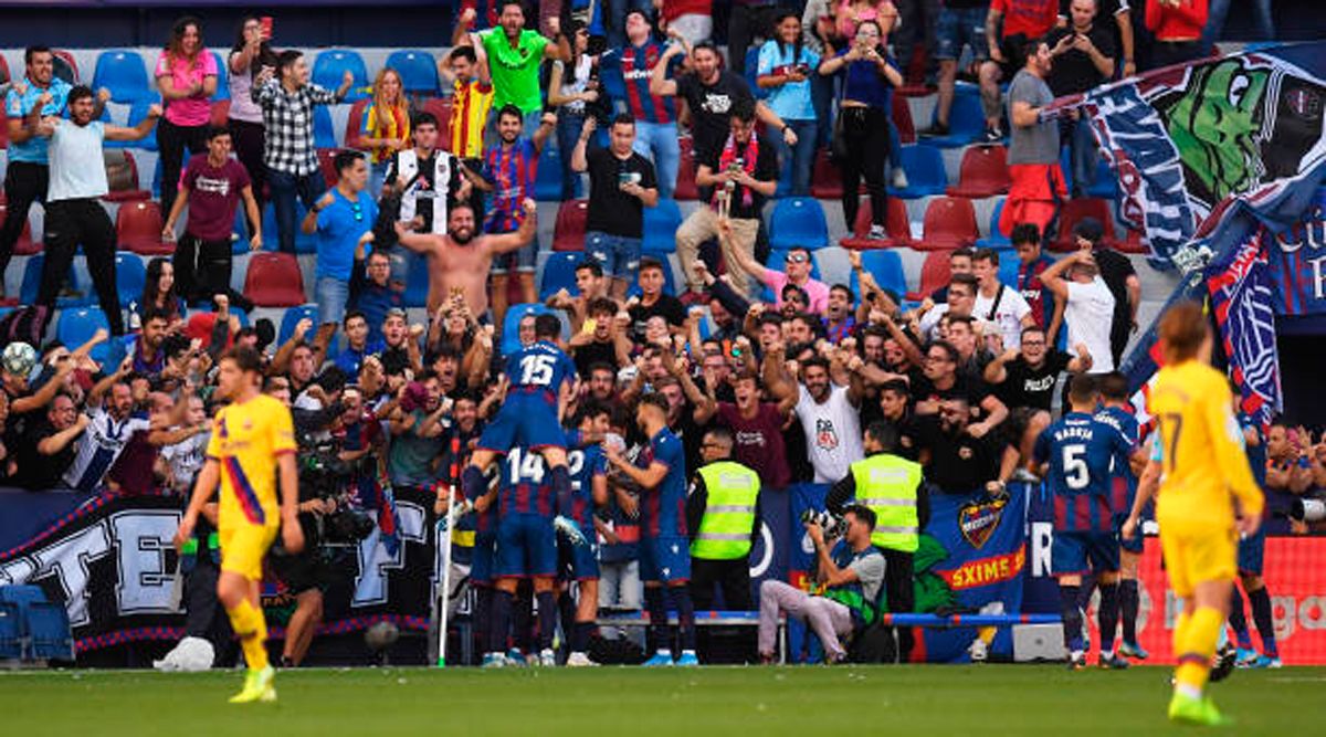 Celebration of a Levante's goal
