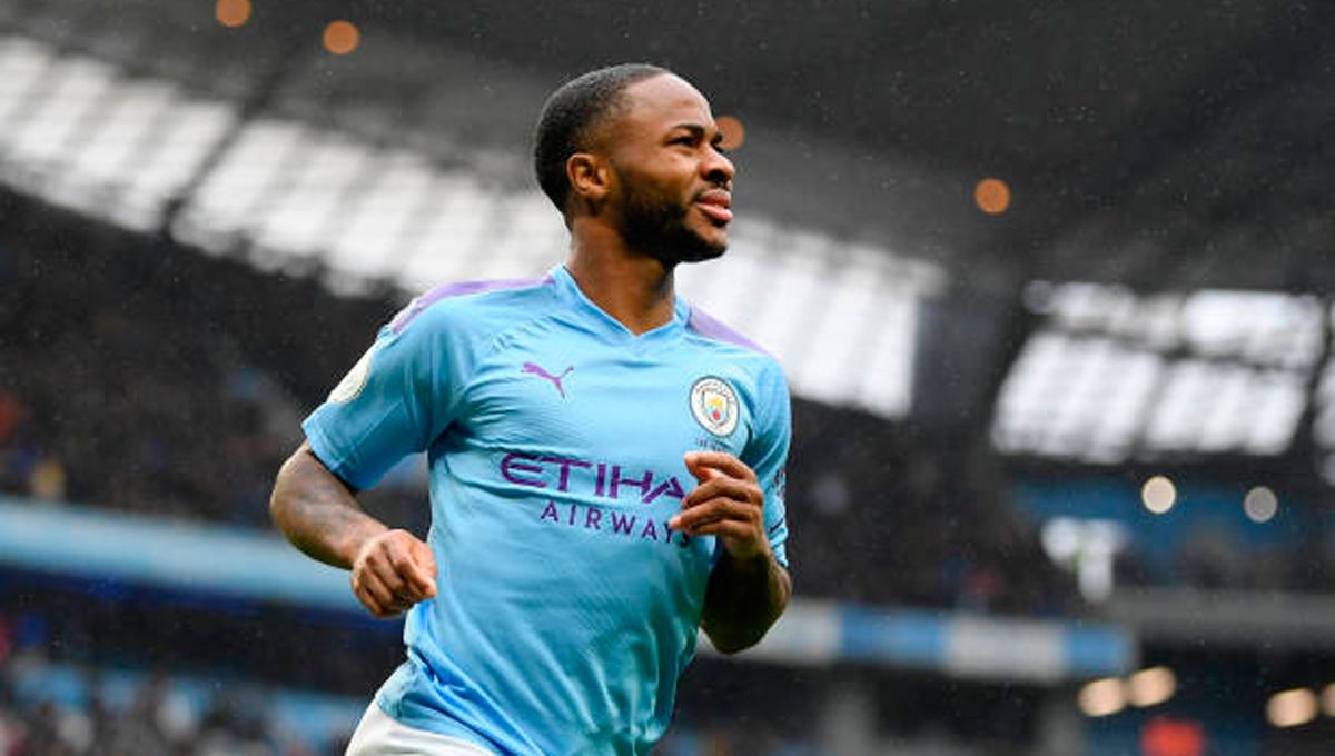 Raheem Sterling, in a Manchester City match