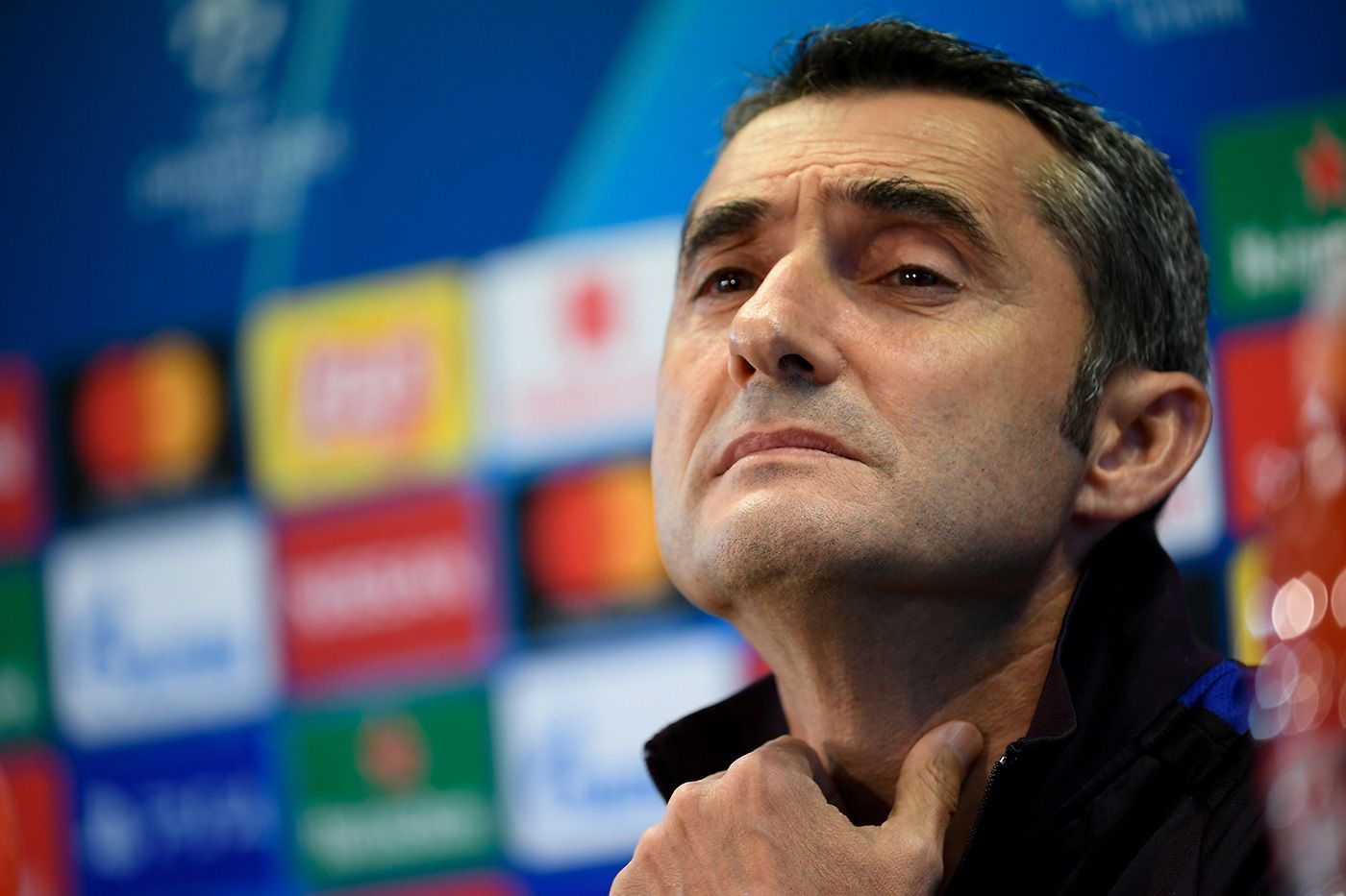 Valverde In the room of press of the FC Barcelona