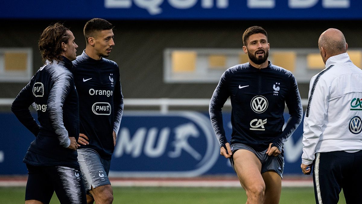 Griezmann y Lenglet en un entrenamiento de la selección de Francia