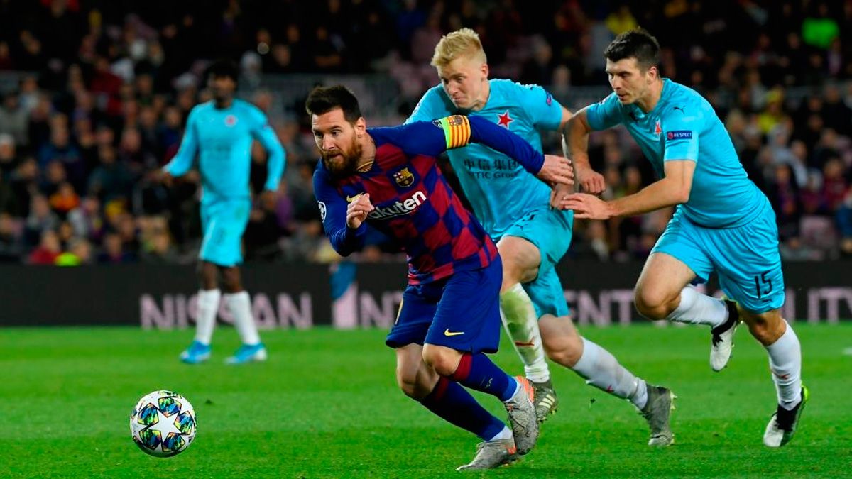 Leo Messi in a match of Barça in the Champions League
