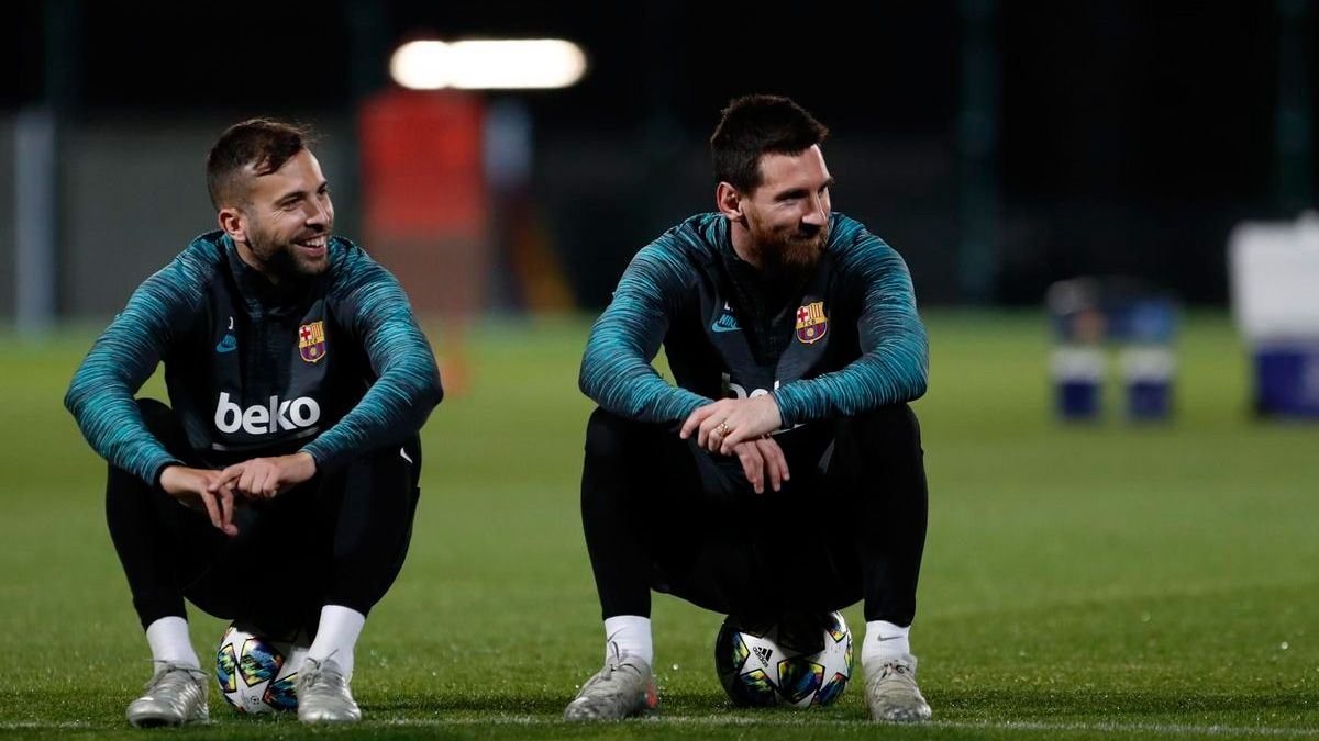 Leo Messi and Jordi Alba in a training session of Barça | FCB