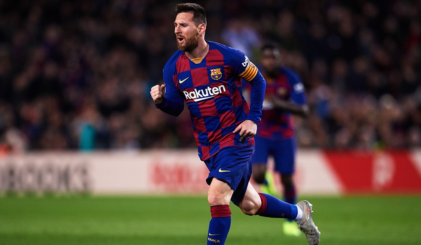 Messi celebra uno de sus goles contra el Celta de Vigo