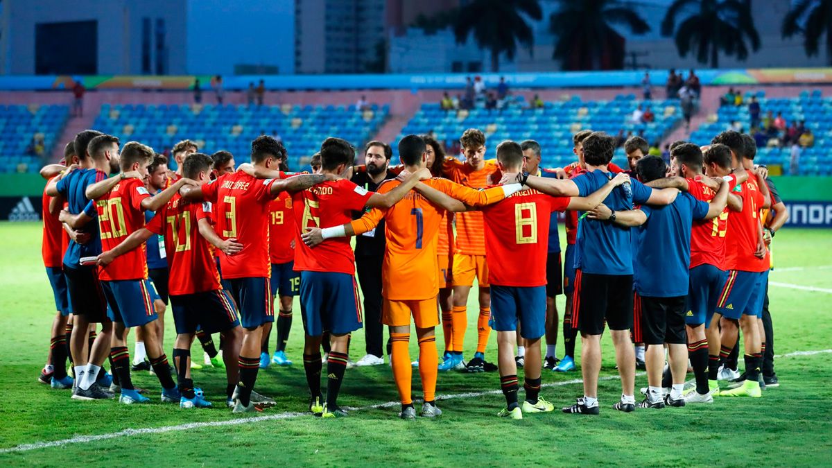 Los jugadores de la selección de España durante el Mundial Sub17 | @Sefutbol