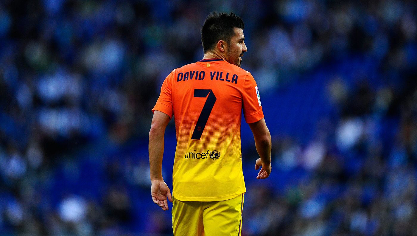David Villa en uno de sus últimos partidos con el Barça