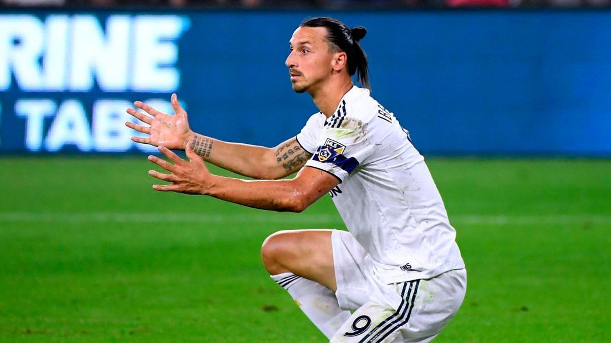 Zlatan Ibrahimovic in a match of Los Angeles Galaxy in the MLS
