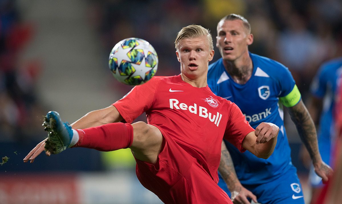 Erling Haaland, during a match with the Red Bull Salzburg this season
