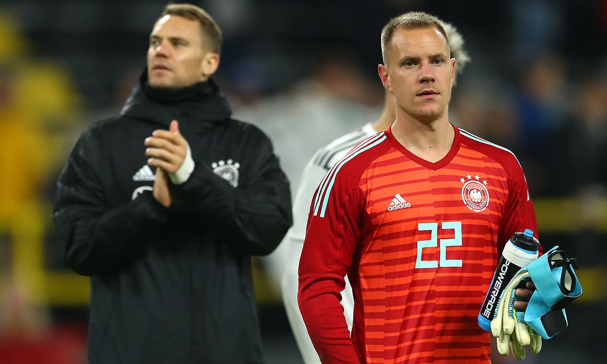 Ter Stegen and Manuel Neuer, after a match with Germany
