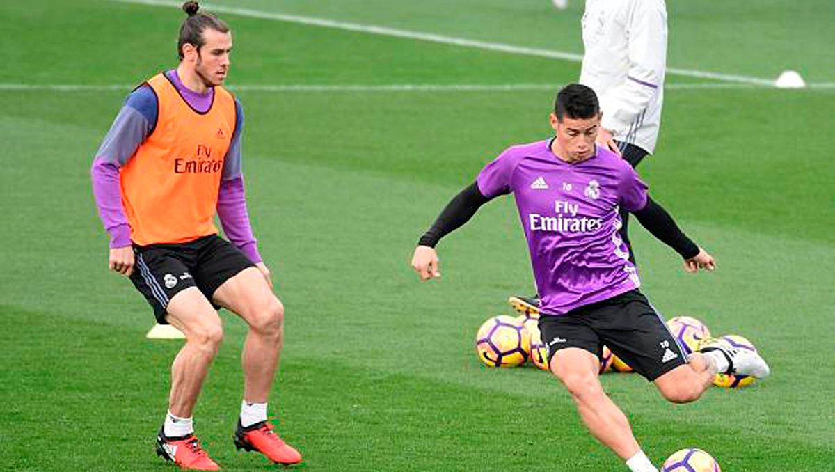 Bale y James, durante un entrenamiento