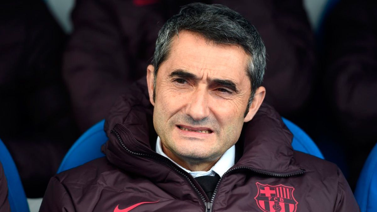 Ernesto Valverde in a match of Barça in LaLiga