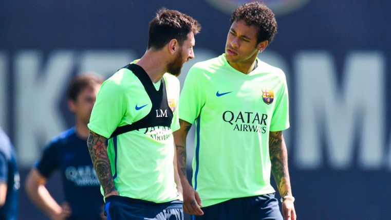 Leo Messi and Neymar in a training session of Barça | FCB