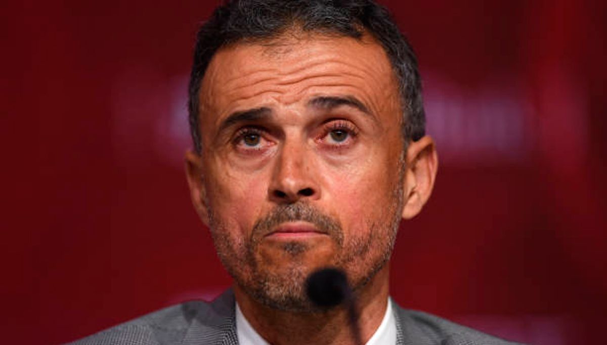 Luis Enrique, during a press conference