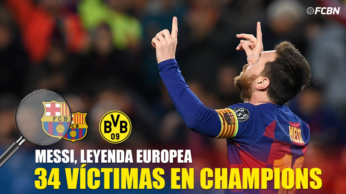 Leo Messi, celebrating the goal against the Borussia Dortmund in Champions League