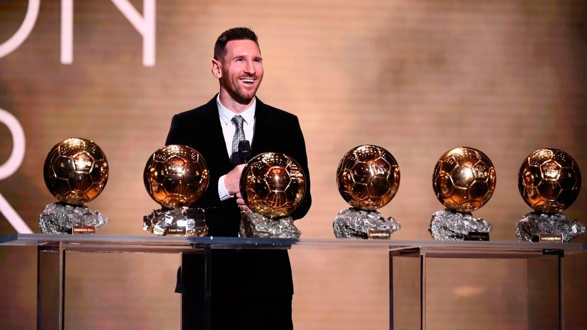 Leo Messi in the gala where he received his sixth Golden Ball