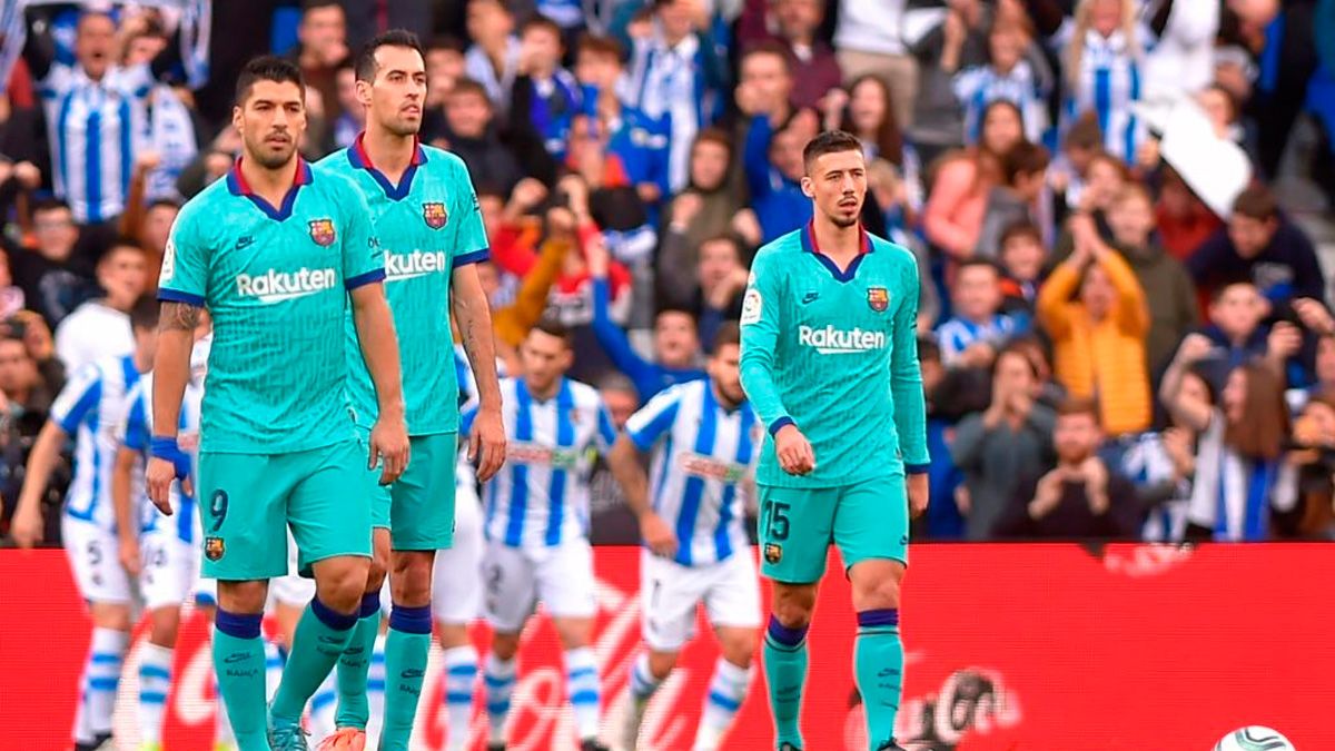 Sergio Busquets after making a penalty in the Real Sociedad-Barça of LaLiga