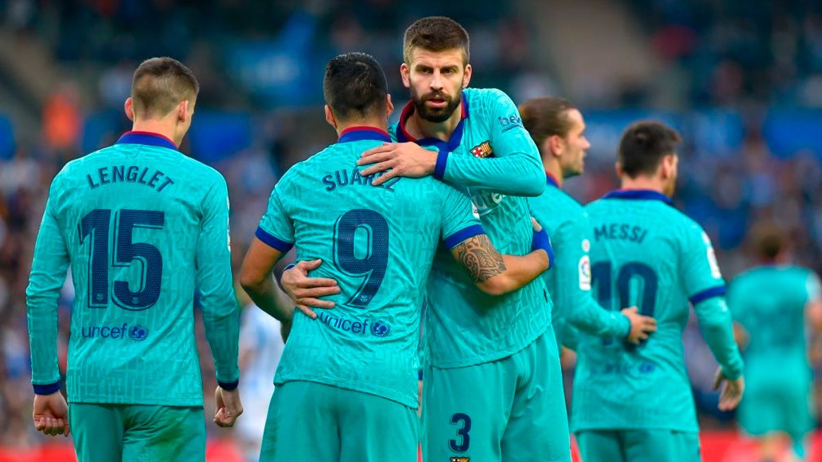Los jugadores del Barça celebran un gol en LaLiga