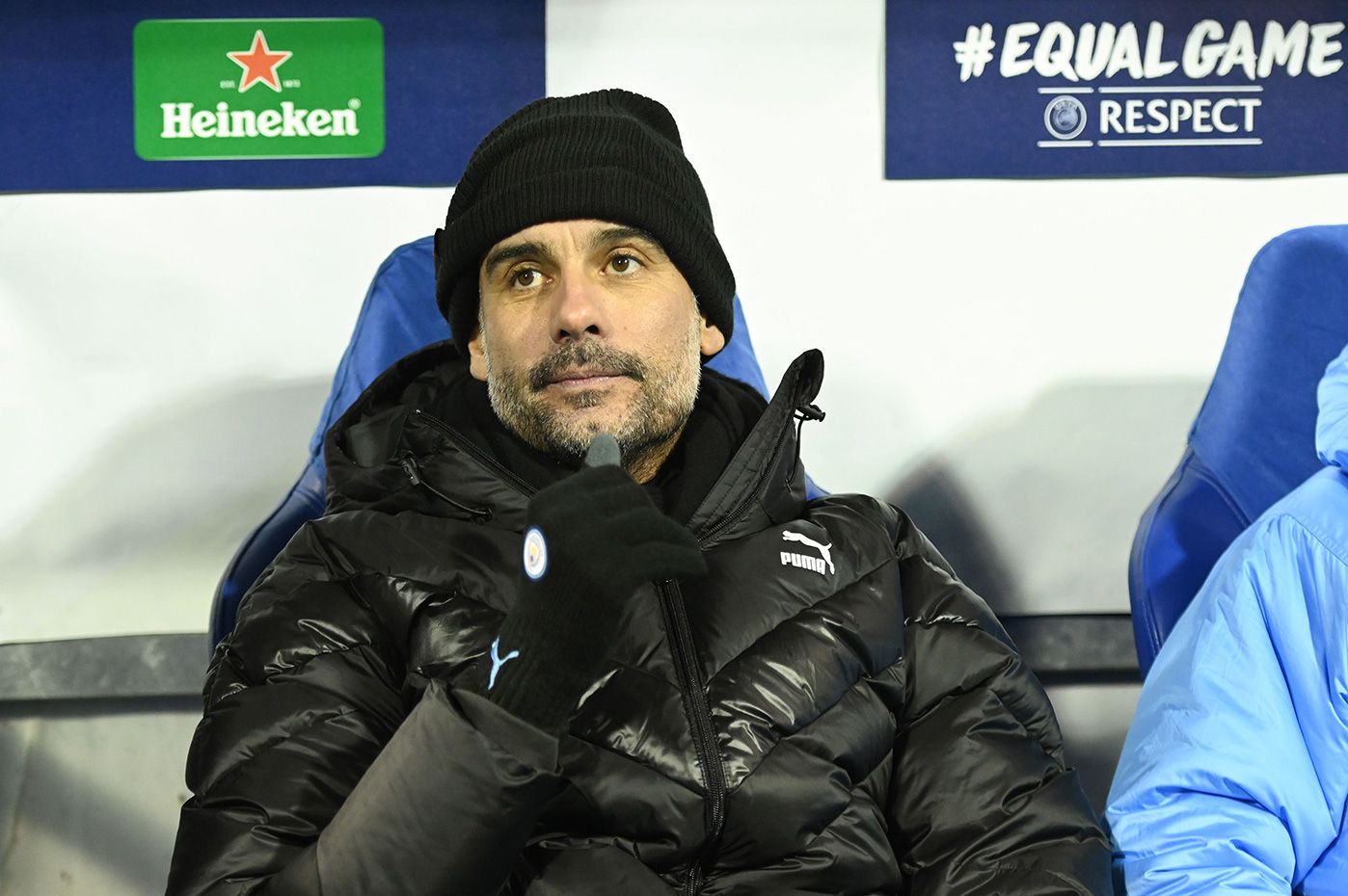 Pep Guardiola in the bench of the City