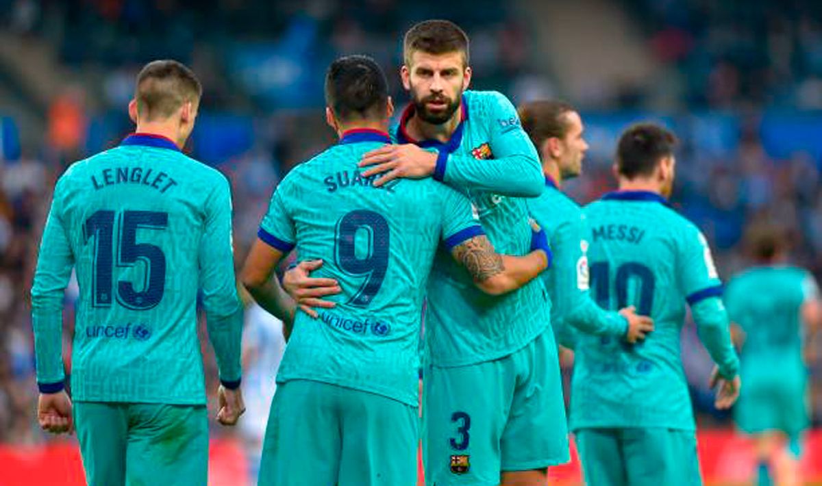 Celebración del gol de Luis Suárez